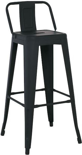 Metallischer Gartenhocker für Bar Außenbereich Relix Schwarz 44x44x96cm