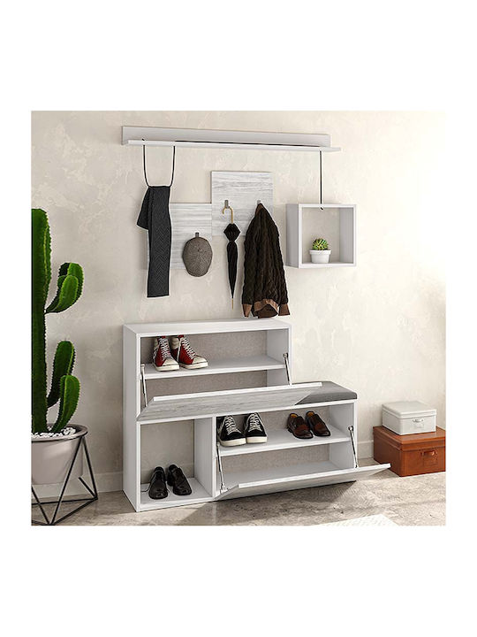 Holdon Mobilier de Intrare cu Cuier / Dulap pentru Pantofi & Bancă White Antique 120x36.5x87.5buc