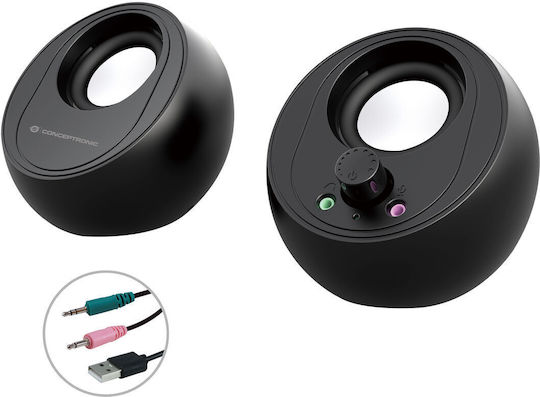 Conceptronic BJORN01B Ηχεία Υπολογιστή 2.0 με Bluetooth και Ισχύ 10W Μαύρα