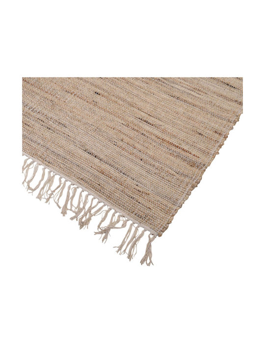 Zaros Rug Rectangular Cotton with Fringes Beige