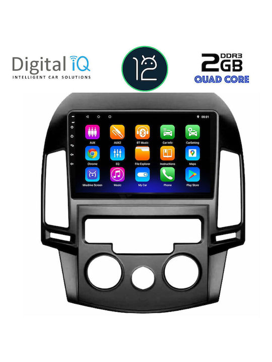 Digital IQ Car Audio System for Hyundai i30 2007-2012 with A/C (Bluetooth/USB/AUX/WiFi/GPS/Apple-Carplay/Android-Auto/CD) with Touch Screen 9"