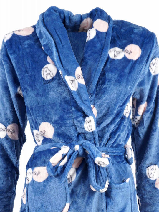 Luna Winter Women's Fleece Robe Blue