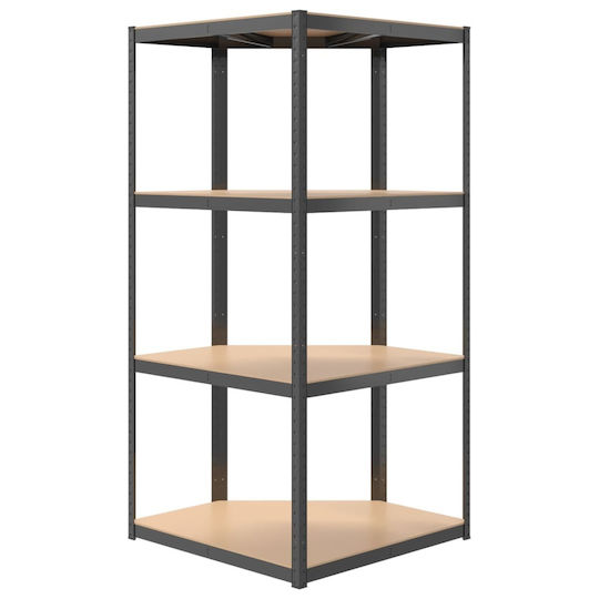 vidaXL Corner Dexions Galvanized Shelving Unit 80x40x160cm with 4 Shelves Total Load Capacity 320kg 2pcs