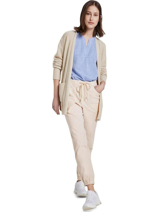 Damen Stoff Hose mit Gummizug Beige