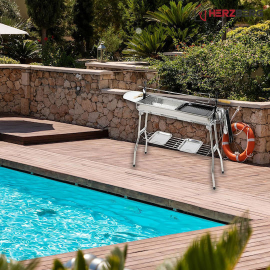 Herzberg Ανοξείδωτη Φορητή Ψησταριά Κάρβουνου 100x28εκ.
