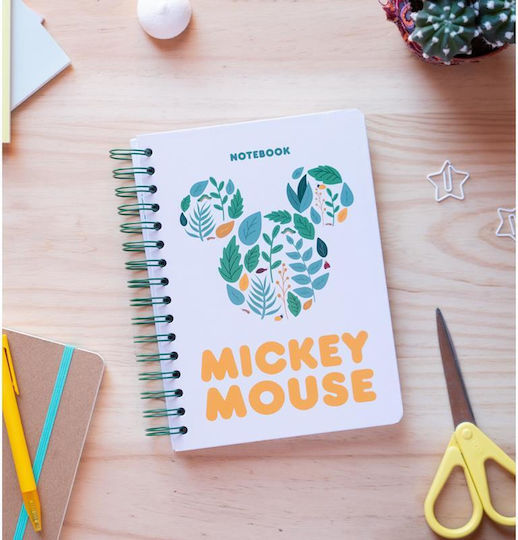 Grupo Erik Disney Mickey Mouse Blocul De Notițe Spiral A5 Cu Dungi Cu Copertă Dură Și Cauciuc Multicolor