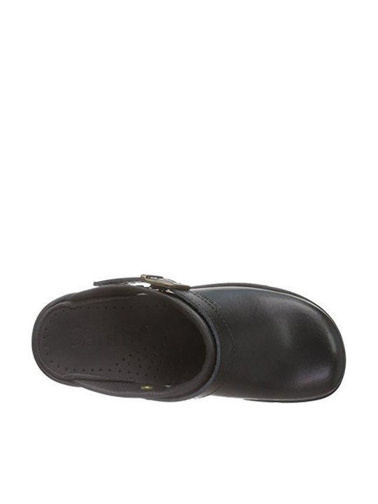Sanita San Duty Din piele Anatomici Sabot Negre