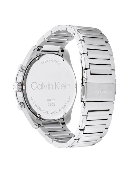 Calvin Klein Force Uhr Chronograph Batterie mit Silber Metallarmband