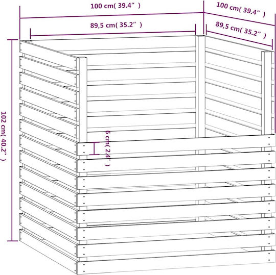 822193 Wooden Open Type Composter 100x100x102cm