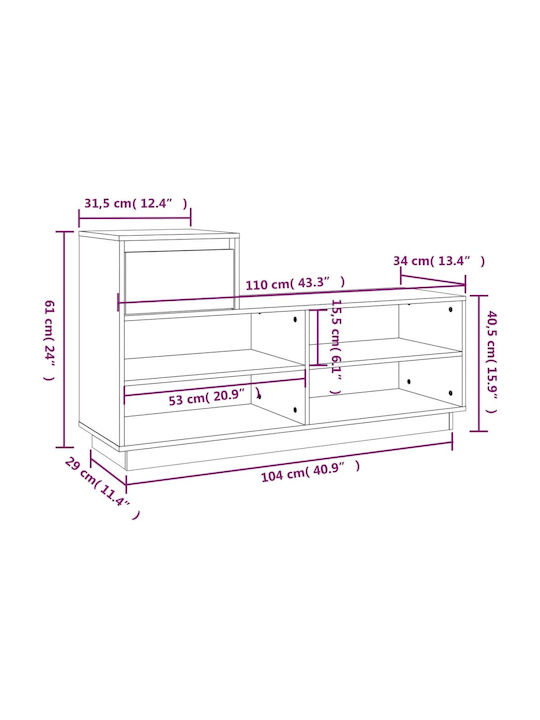 Shoe Organizer with 4 Shelves Brown Honey 110x34x61cm
