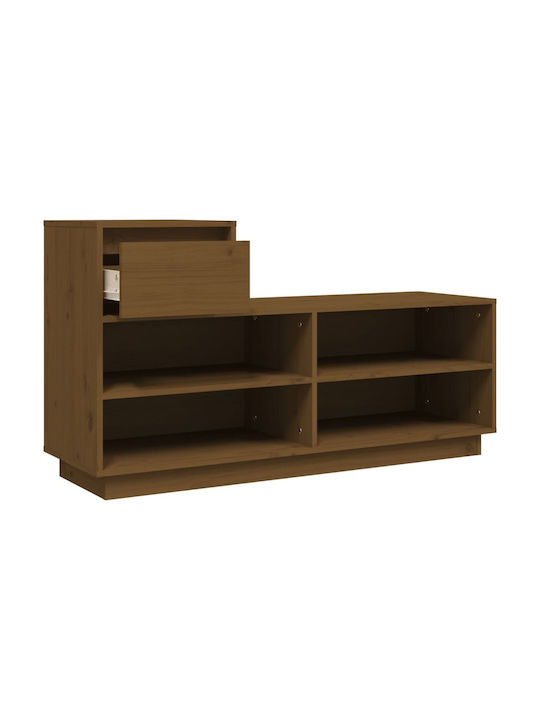 Shoe Organizer with 4 Shelves Brown Honey 110x34x61cm