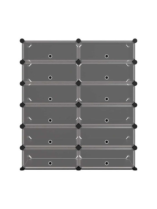 Plastic Shoe Organizer with 12 Shelves Black 94.5x36.5x106cm