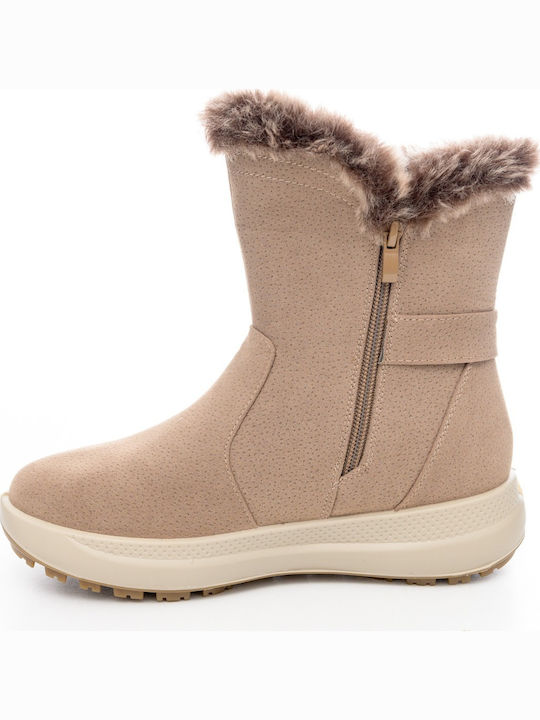 Kiona Suede Women's Ankle Boots with Fur Beige