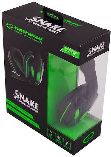 Esperanza Snake Over Ear Gaming Headset με σύνδεση 2x3.5mm Πράσινο