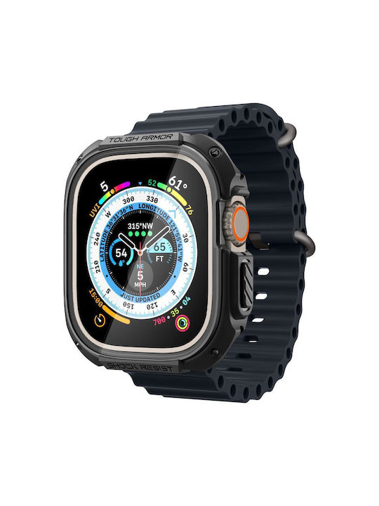 Spigen Tough Armor Πλαστική Θήκη με Τζαμάκι σε Μαύρο χρώμα για Apple Watch Ultra