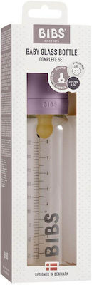 Bibs Glass Bottle with Silicone Nipple for 0+, 0+ m, months Mauve 225ml 1pcs