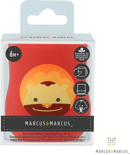 Marcus & Marcus Бебешка чаша Лъвче от силикон Червен 120мл за 6m+m+
