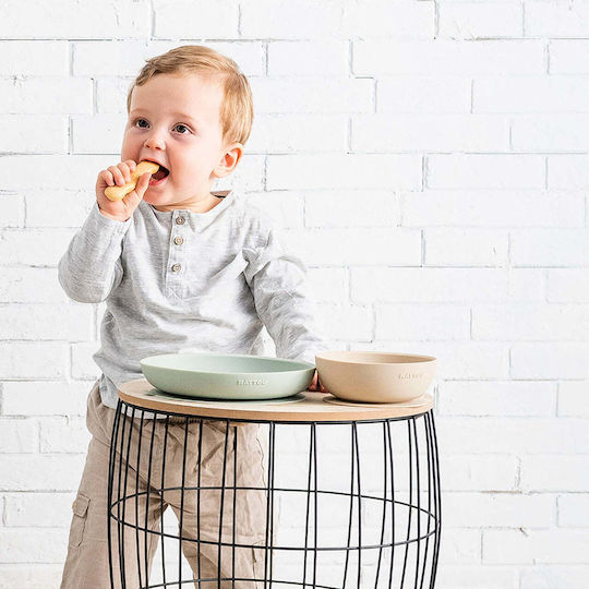 Nattou Feeding Set made of Silicone with Non-Slip Base Light Blue 3pcs for 6+ months