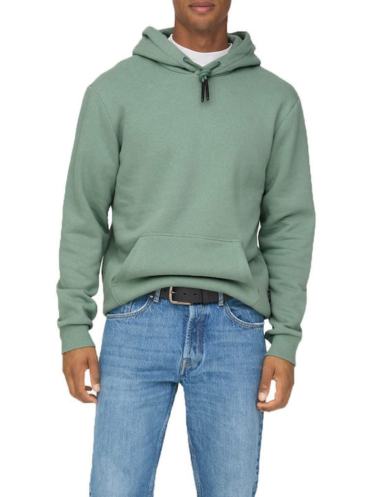 Only & Sons Ceres Men's Sweatshirt with Hood and Pockets Green