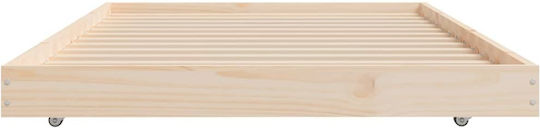Canapea Pat Single Din Lemn Bej Cu Plăci Pentru Saltea 75x190cm