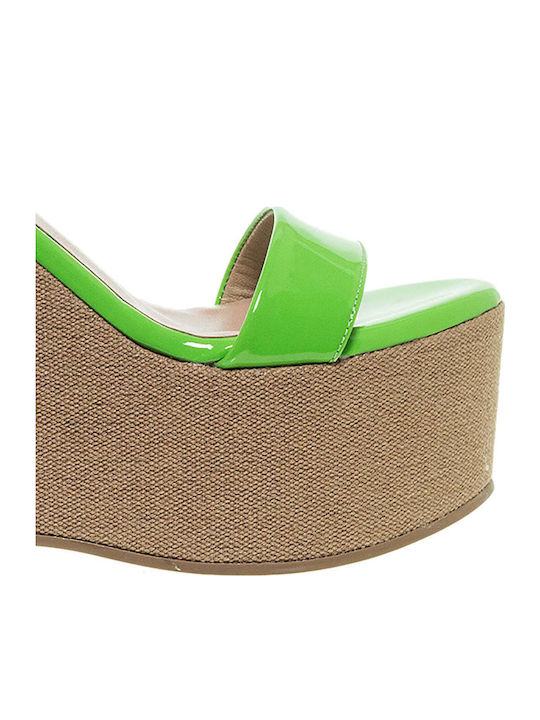 Women's Ankle Strap Platforms Green Fluo