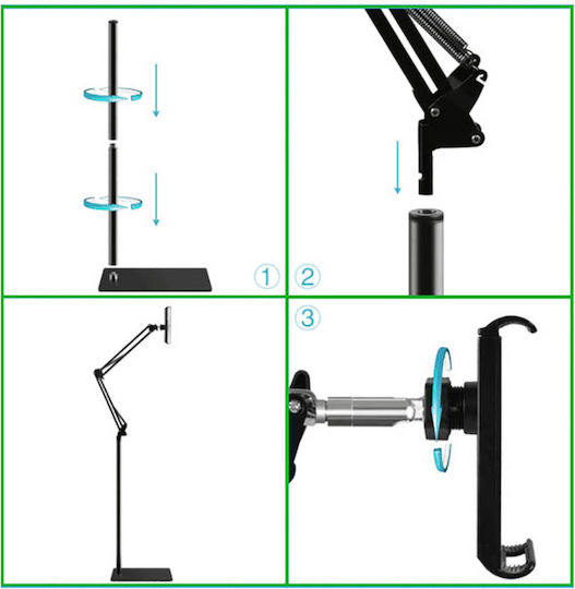 Floor Bracket Tablet Stand Floor Until 11" Black