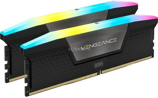 Corsair Vengeance RGB 64GB DDR5 RAM с 2 модула (2x32GB) и Скорост 5600 за Настолен Компютър