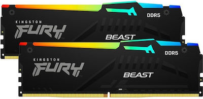 Kingston Fury Beast RGB 16GB DDR5 RAM cu 2 module (2x8GB) și Viteză 5200 pentru Desktop