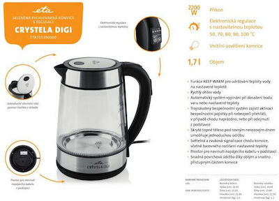 ETA Crystela Digi 7153 90000 Kettle 1.7lt 2200W Silver