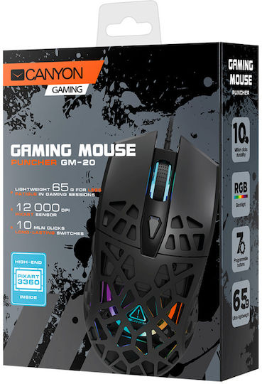 Canyon Puncher GM-20 Gaming Ποντίκι 12000 DPI Μαύρο