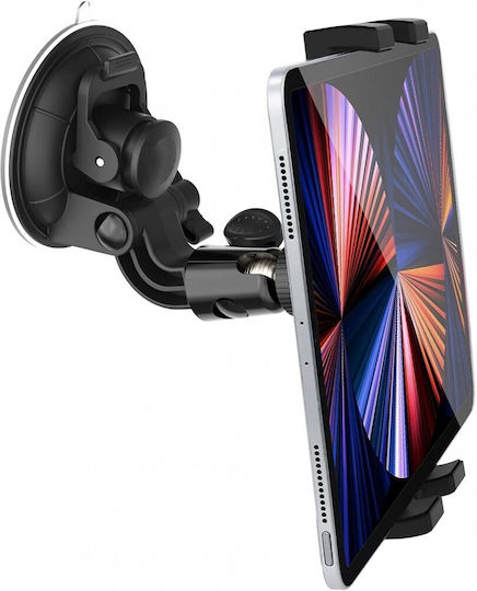 Techly Windscreen Mount Holder for Tablet Car Mobile & Tablet Mounts 7" - 10.1" with Adjustable Hooks Black
