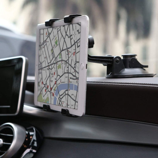 Techly Windscreen Mount Holder for Tablet Car Mobile & Tablet Mounts 7" - 10.1" with Adjustable Hooks Black
