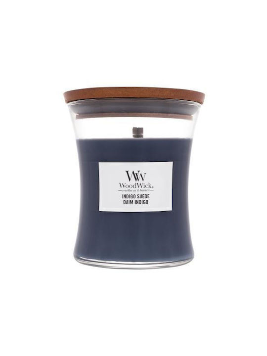 WoodWick Scented Candle Jar with Scent Indigo Suede Blue 275gr 1pcs