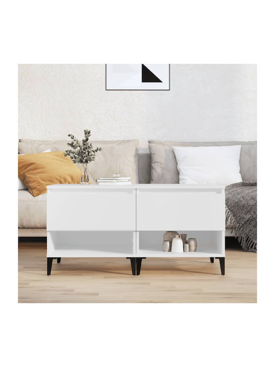 Rectangular Wooden Coffee Table White L50xW46xH50cm 2τμχ