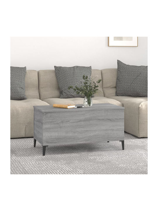 Rectangular Central Wooden Coffee Table with Lifting Mechanism Gray 90x44.5x45 cm