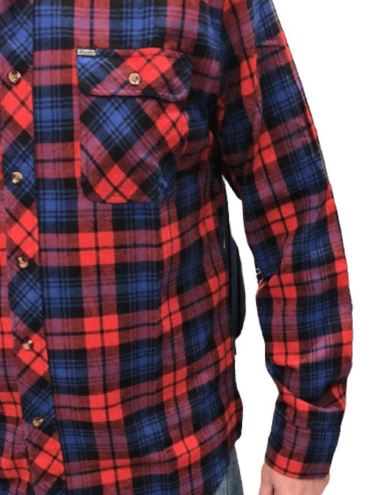 Long-sleeved Shirt Checked Red / Royal Blue