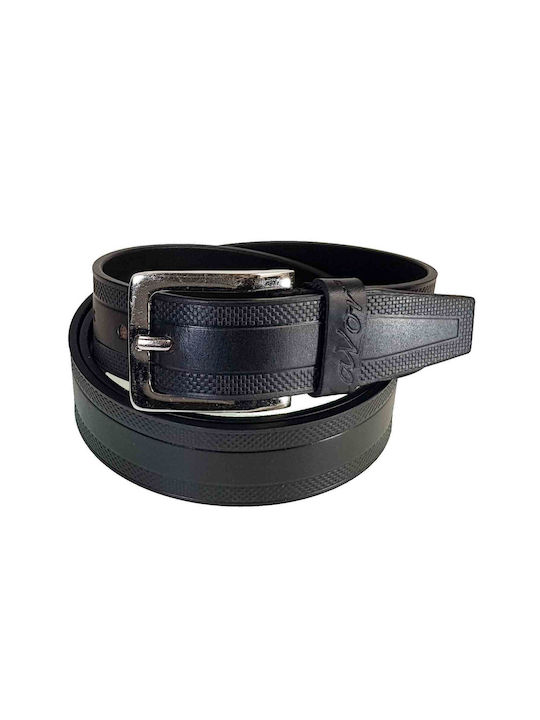 Lavor Men's Leather Wide Belt Black