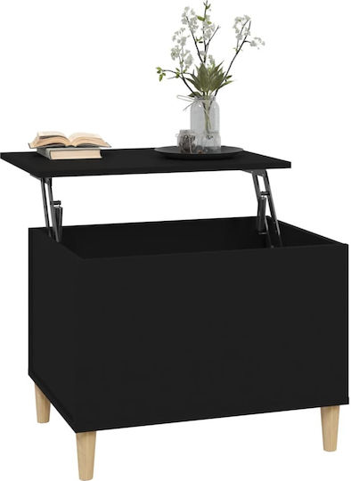 Rectangular Central Wooden Coffee Table with Lifting Mechanism Black 60x44.5x45 cm