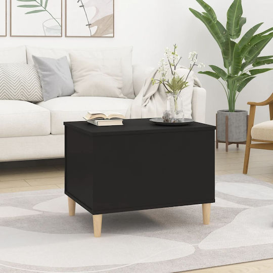 Rectangular Central Wooden Coffee Table with Lifting Mechanism Black 60x44.5x45 cm