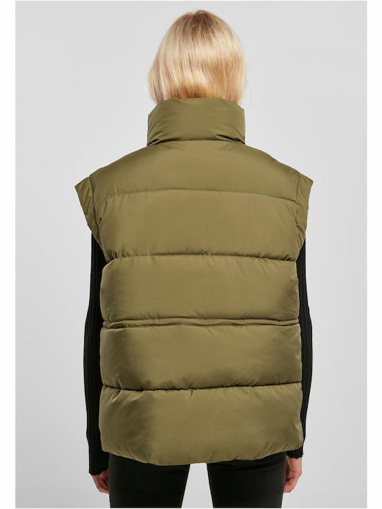 Urban Classics Kurz Damen Ärmellos Puffer Jacke für Winter Khaki