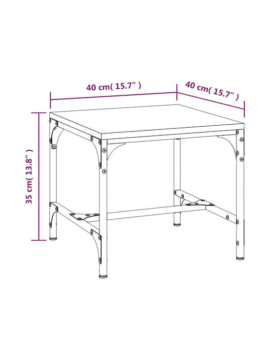 Square Side Table Wooden Black L40xW40xH35cm.