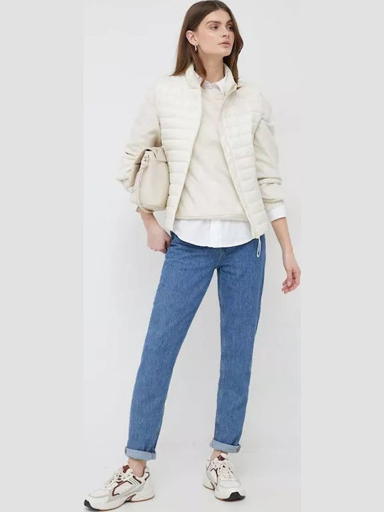 Ronna Women's Short Puffer Jacket for Spring or Autumn White