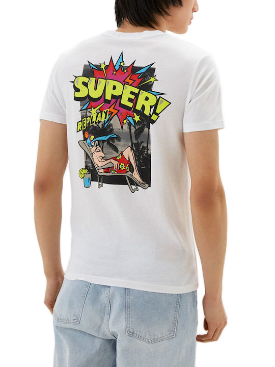 Replay Herren T-Shirt Kurzarm Weiß