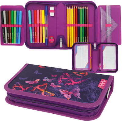 Herlitz Butterflies Pencil Case Full with 1 Compartment Purple