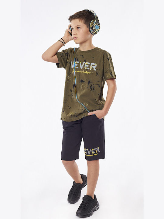 Hashtag Kids Set with Shorts Summer 2pcs Khaki