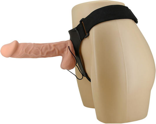 Baile Harness με Dildo 26cm και Δόνηση στο χρώμα του δέρματος