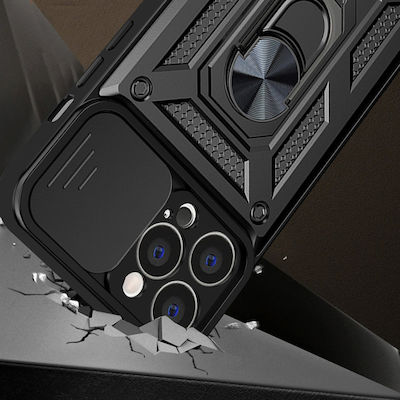 Hurtel Hybrid Armor Camshield Back Cover Πλαστικό / Σιλικόνης Ανθεκτική Μαύρο (iPhone 14 Plus)