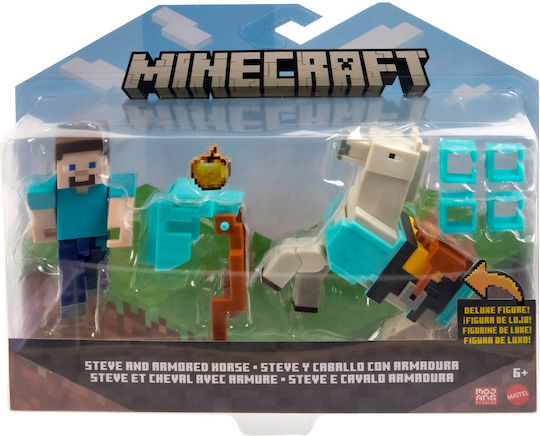 Mattel Jucărie Miniatură Minecraft Steve și Calul Blindat pentru 6+ Ani