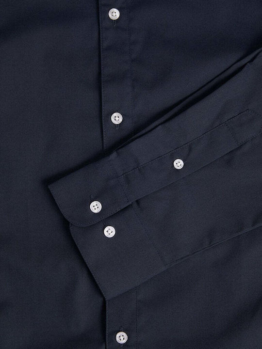 Long-sleeved Cotton Shirt Navy Blue