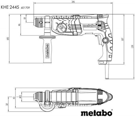 Metabo Κρουστικό Σκαπτικό Πιστολέτο Ρεύματος 800W με Υποδοχή SDS Plus 601709500
